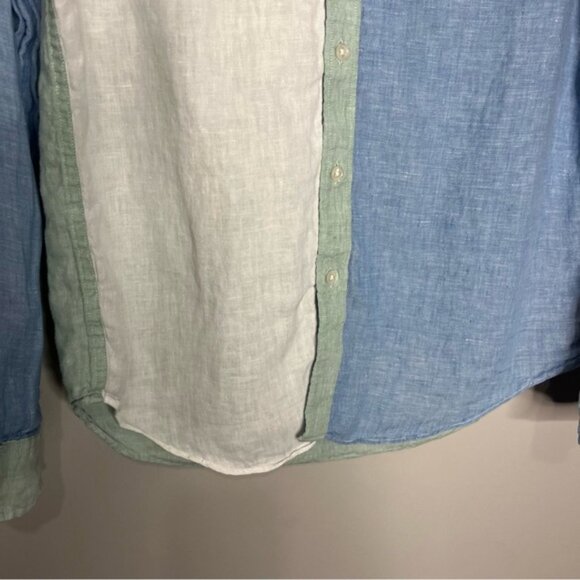 J. Crew Baird McNutt Irish Linen Slim Fit Colourblock Button Down Shirt, M - Picture 3 of 10